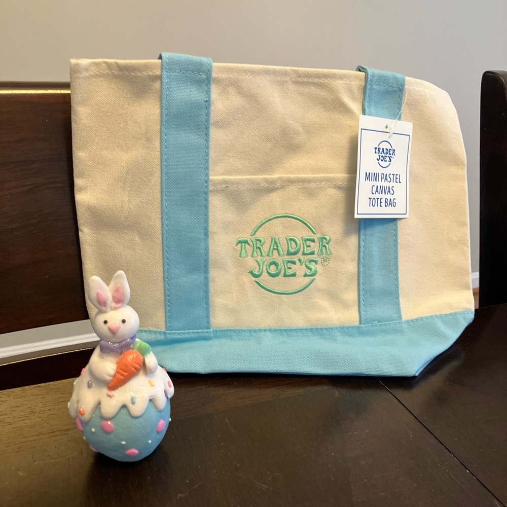 Trader Joe's *Limited Edition* Mini Canvas Tote Bag Blue. NWT